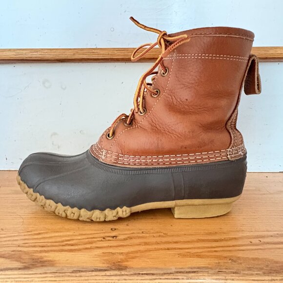 L.L Bean Duck Boots women's 8 inch shearling lined size 8 Brown Leather VGUC - Picture 2 of 6